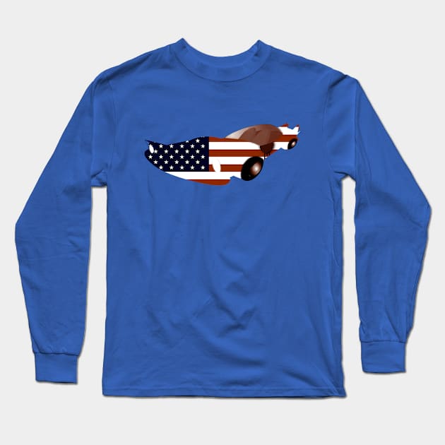AMERICAN FLAG ON A CLASSIC CAR Long Sleeve T-Shirt by jsar